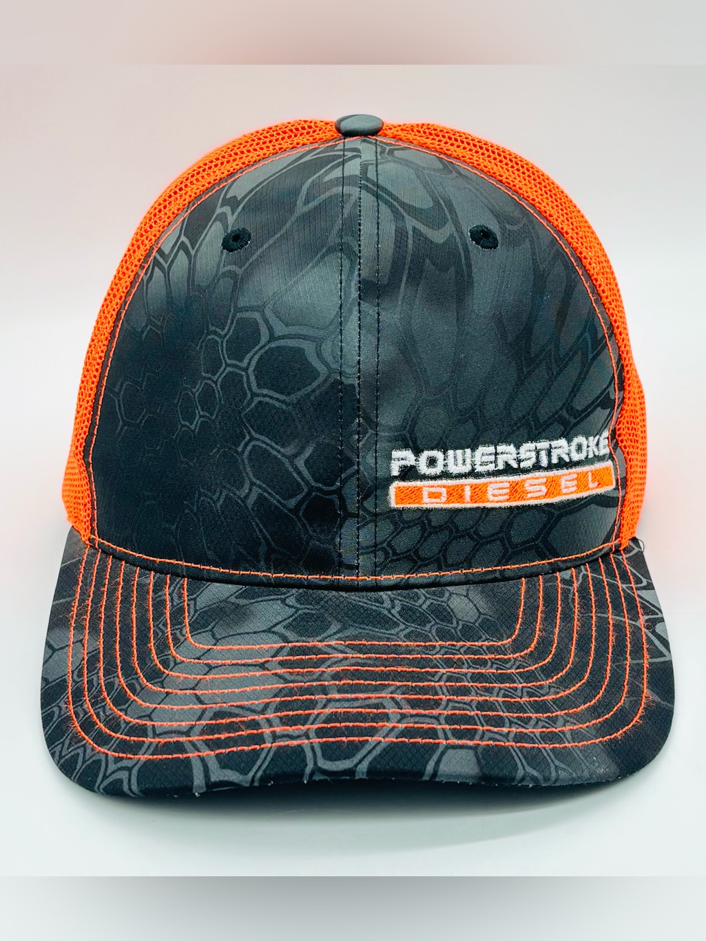 Richardson 112p Powerstroke Diesel Trucker Hat Orange Black Kryptek Snapback Cap